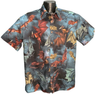Dragon Battle Hawaiian Shirt- Made in USA- 100% Cotton